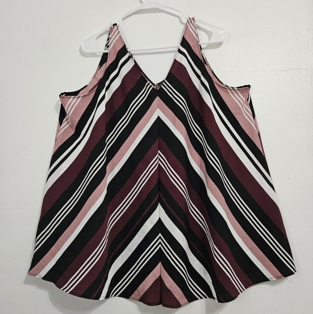 Lane Bryant Sleeveless V-Neck Striped Tank Top. Size 14 Large - Picture 3 of 3